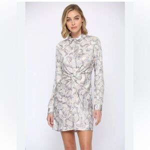 Fate Snakeskin Animal Print Twisted Waist Shirt Dress Sz S